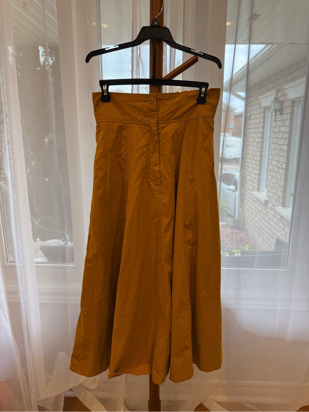 Women's Mustard A-Line Midi Skirt